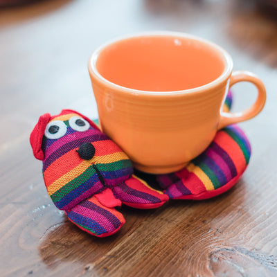 Fair Trade Dog Spiced Trivet Bright Colors with Mug