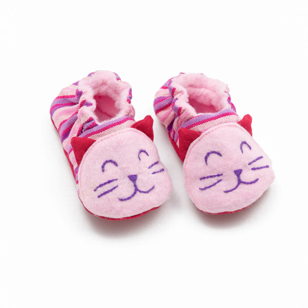 Fair Trade Kitty Baby Booties Pink