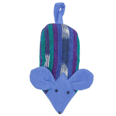 Fair Trade Handmade Skillet Handle Holder Mouse Blue