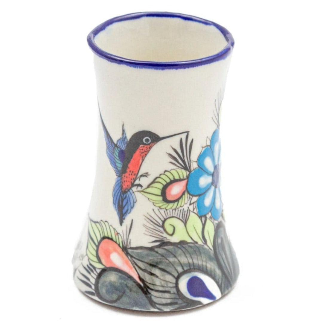 Fair Trade Stoneware Hummingbird Vase