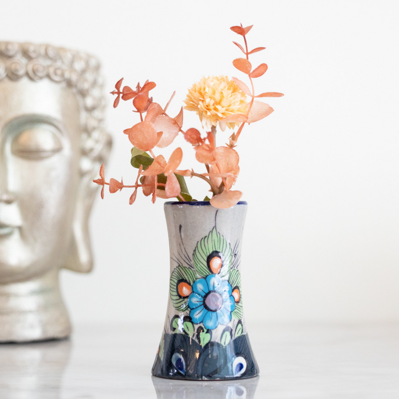 Fair Trade Stoneware Hummingbird Vase