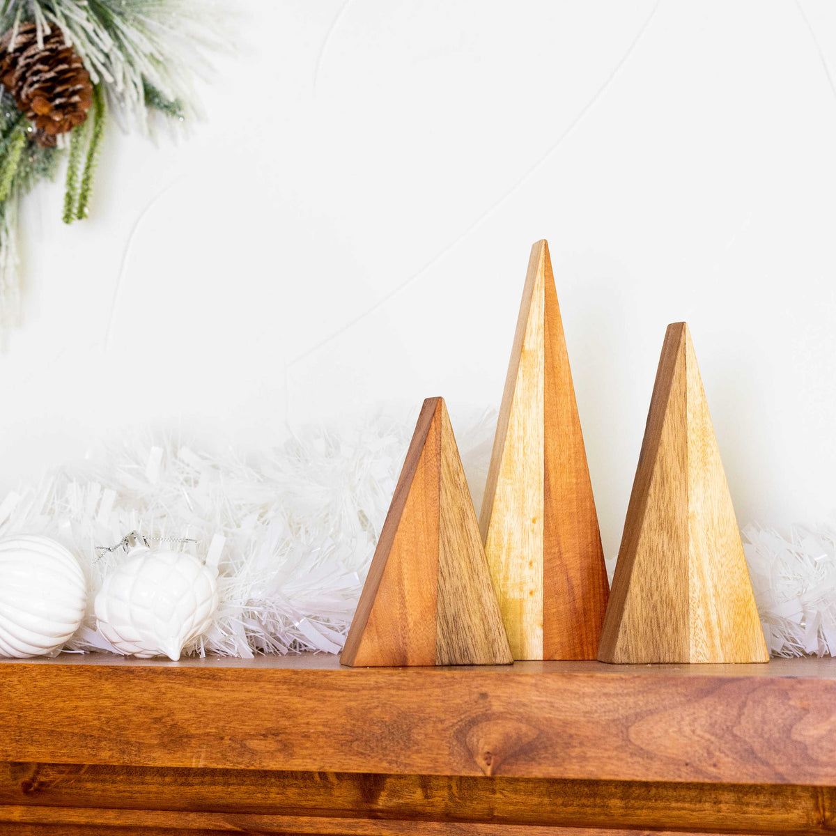 Reclaimed Wood Standing Christmas Trees - Set of 3